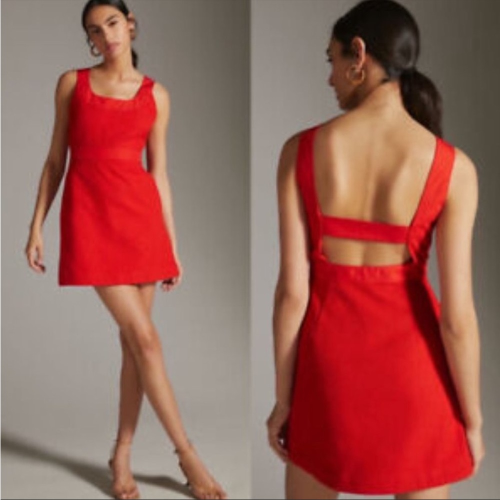 Anthropologie Red Mini Dress